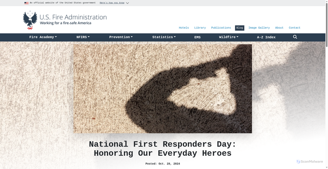 Security scan screenshot of https://www.usfa.fema.gov/blog/national-first-responders-day/
