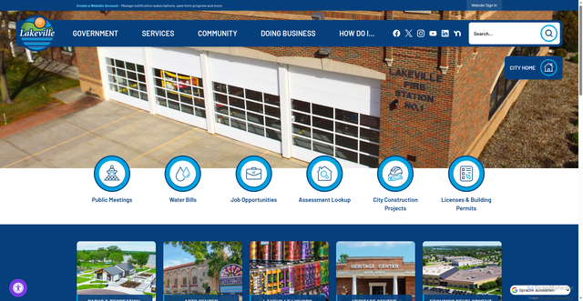 Security scan screenshot of https://lakevillemn.gov/