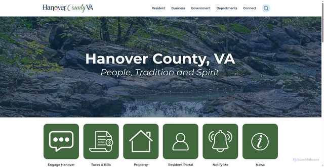 Security scan screenshot of https://www.hanovercounty.gov/