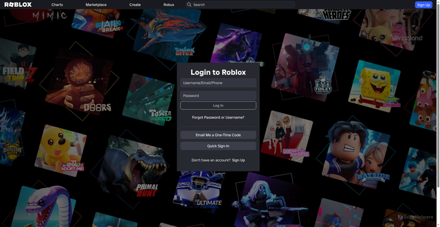 Security scan screenshot of https://www.roblox.com/share?code=bec194465c0d6b4aadc8756c8d9554d0&type=Server