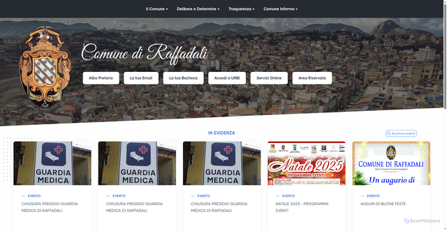 Security scan screenshot of https://comune.raffadali.ag.it/home.php