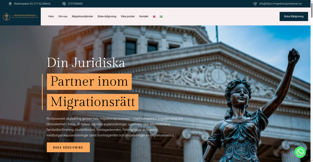 Security scan screenshot of https://migrationsjuristbyran.se