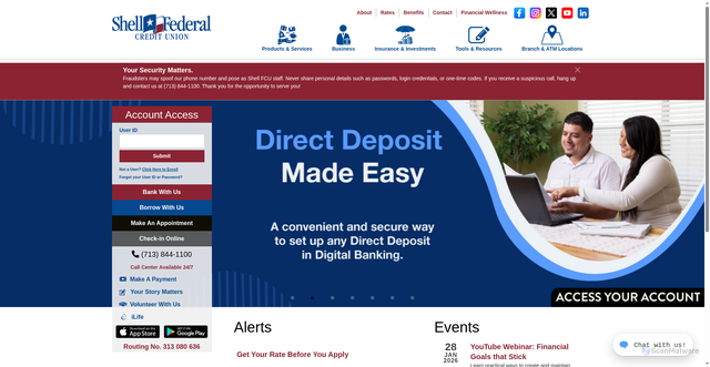 Security scan screenshot of https://www.shellfcu.org/