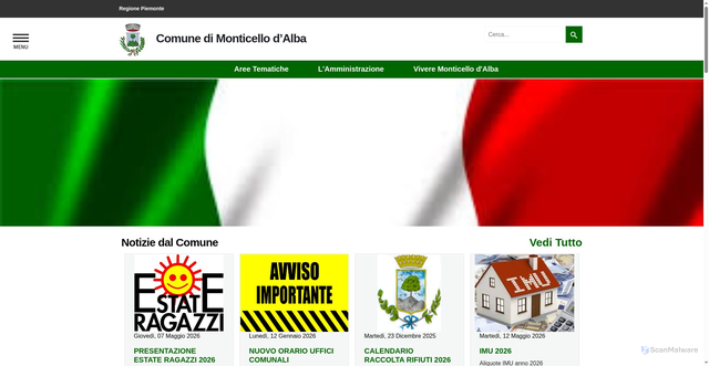 Security scan screenshot of https://www.comune.monticellodalba.cn.it