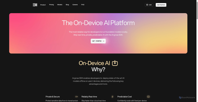 Security scan screenshot of https://argmaxinc.com