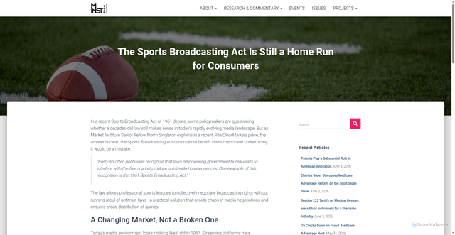 Security scan screenshot of https://marketinstitute.org/the-sports-broadcasting-act-is-still-a-home-run-for-consumers/