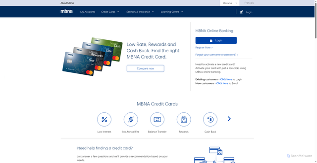Security scan screenshot of https://mbna.ca