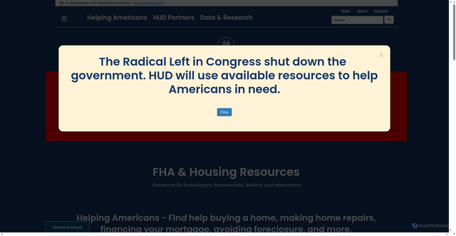 Security scan screenshot of https://www.hud.gov/fha