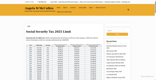 Security scan screenshot of https://angelammccullenr.pages.dev/whybl-social-security-tax-2025-limit-islyd/