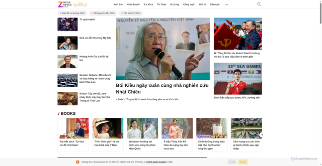 Security scan screenshot of https://znews.vn