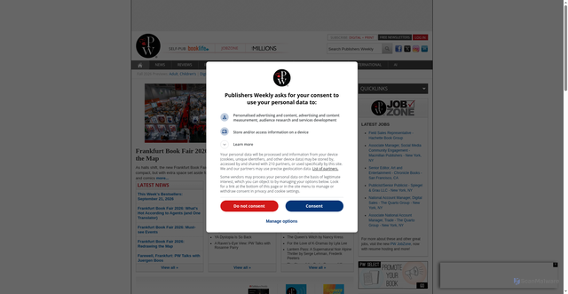 Security scan screenshot of https://www.publishersweekly.com