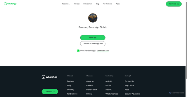 Security scan screenshot of https://api.whatsapp.com/send/?phone=8618123620673&text&type=phone_number&app_absent=0