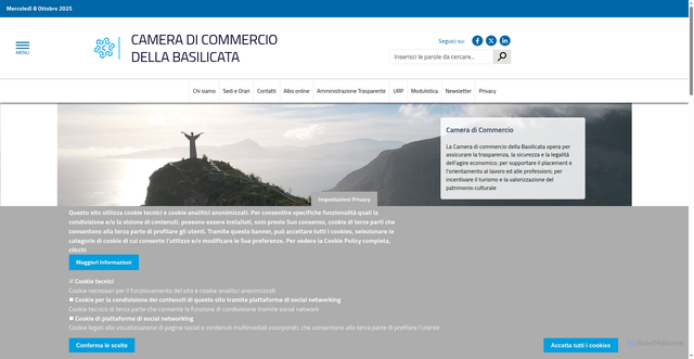 Security scan screenshot of https://www.basilicata.camcom.it/
