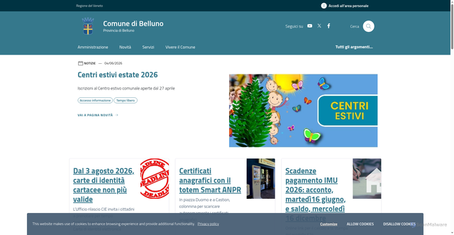 Security scan screenshot of https://www.comune.belluno.it
