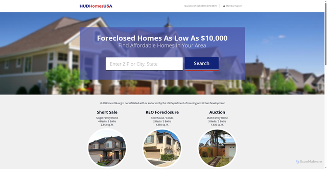 Security scan screenshot of https://hudhomesusa.org