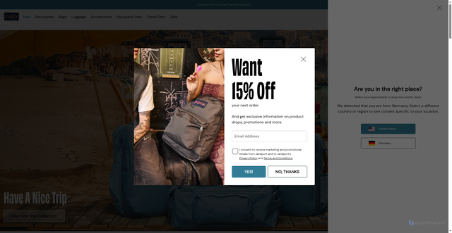 Security scan screenshot of https://jansport.com