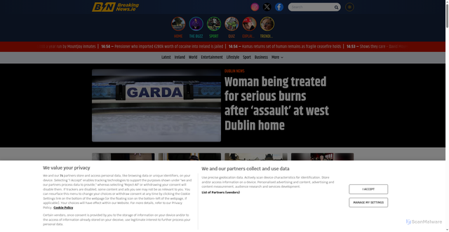 Security scan screenshot of https://www.breakingnews.ie/