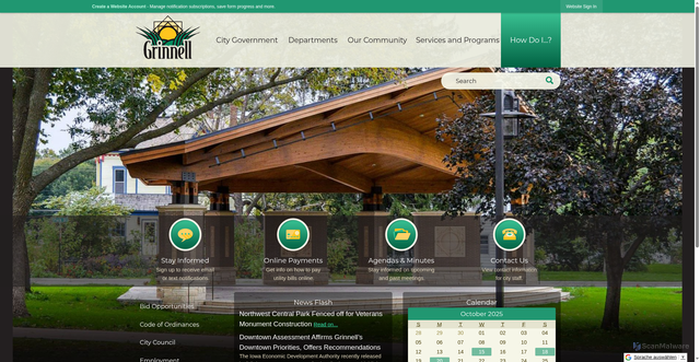 Security scan screenshot of https://www.grinnelliowa.gov/