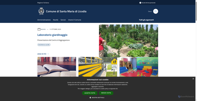 Security scan screenshot of https://www.comune.santamariadilicodia.ct.it/it