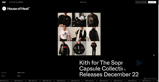 Security scan screenshot of https://houseofheat.co/kith/kith-for-the-sopranos-capsule-collection-2025