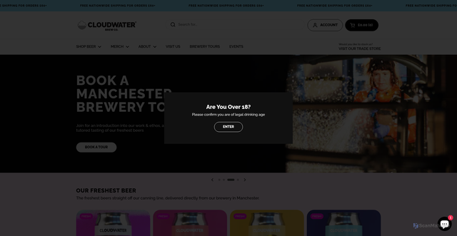 Security scan screenshot of https://cloudwaterbrew.co