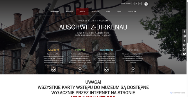 Security scan screenshot of https://auschwitz.org