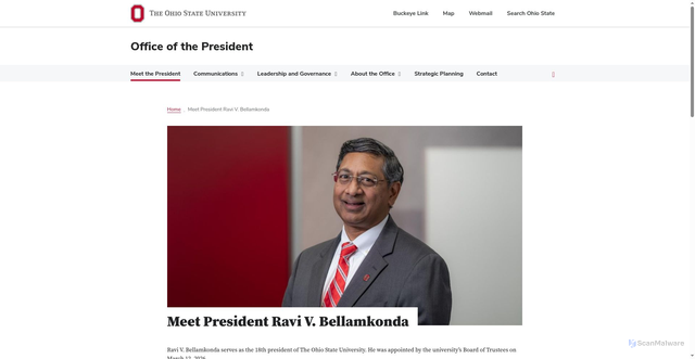 Security scan screenshot of https://president.osu.edu/meet-president-bellamkonda