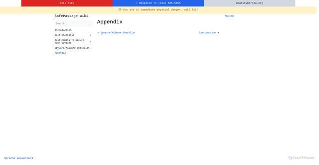 Security scan screenshot of https://safepassage-wiki.pages.dev/android/8.-appendix/