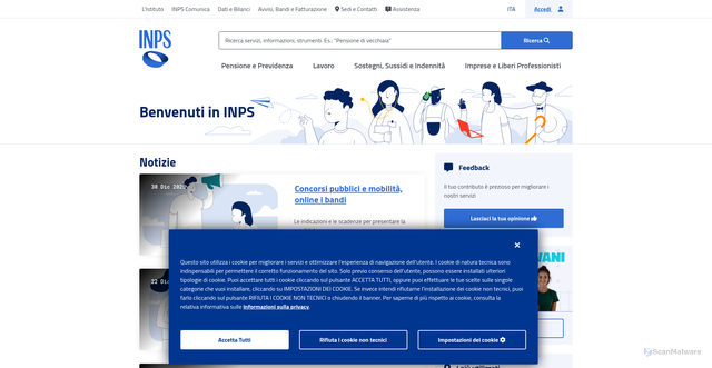 Security scan screenshot of https://www.inps.it/