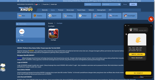 Security scan screenshot of https://kno89eight.com/games/cockfight