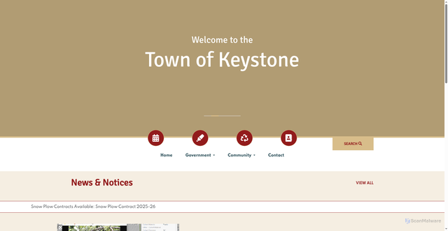 Security scan screenshot of https://townofkeystonewi.gov/