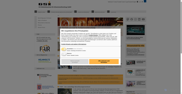 Security scan screenshot of https://www.gsi.de/start/aktuelles