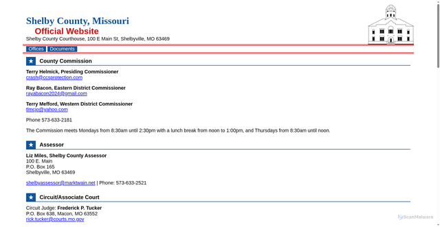 Security scan screenshot of https://shelbycountymo.gov/