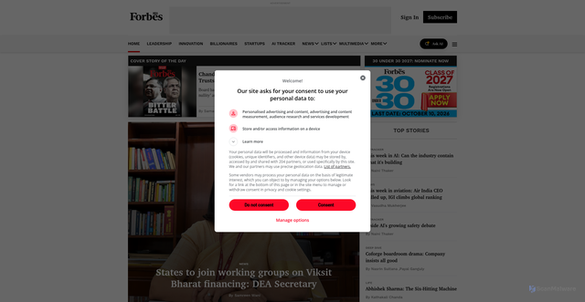 Security scan screenshot of https://www.forbesindia.com