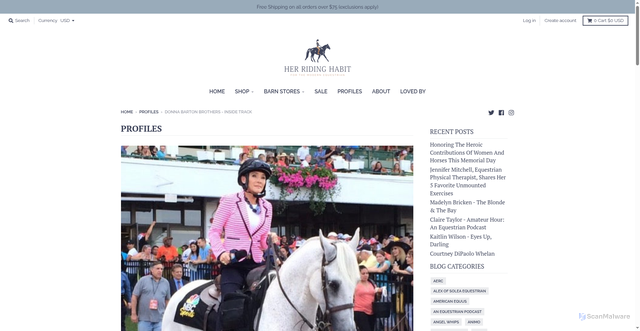 Security scan screenshot of https://herridinghabit.com/blogs/profiles/donna-barton-brothers-inside-track