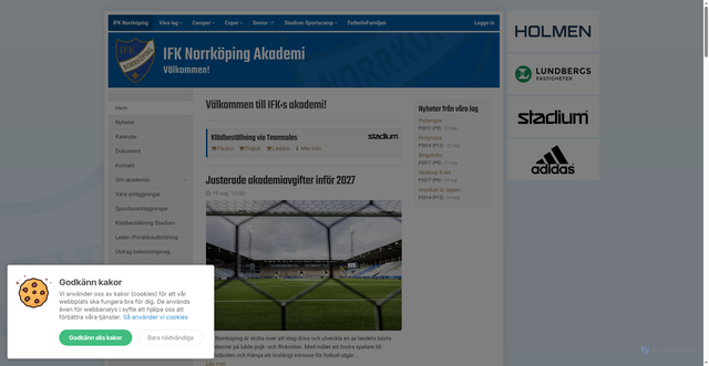 Security scan screenshot of https://ifknorrkopingungdom.se