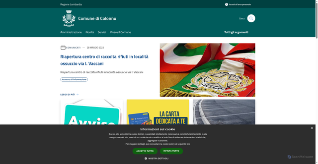 Security scan screenshot of https://www.comune.colonno.co.it/it