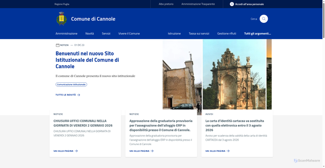 Security scan screenshot of https://www.comune.cannole.le.it/