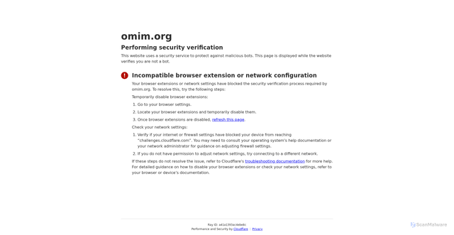 Security scan screenshot of https://omim.org/entry/131195
