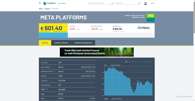 Security scan screenshot of https://live.euronext.com/en/product/equities/US30303M1027-BGEM