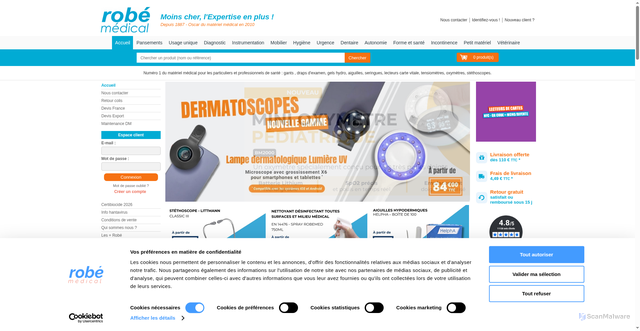 Security scan screenshot of https://robe-materiel-medical.com
