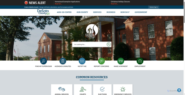 Security scan screenshot of https://desotocountyms.gov/