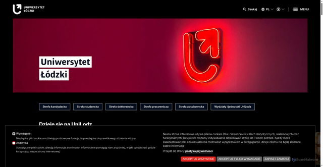 Security scan screenshot of https://uni.lodz.pl