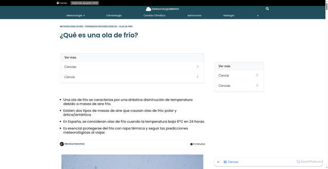 Security scan screenshot of https://www.meteorologiaenred.com/que-es-una-ola-de-frio.html