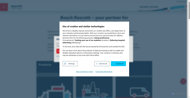 Security scan screenshot of https://www.boschrexroth.com