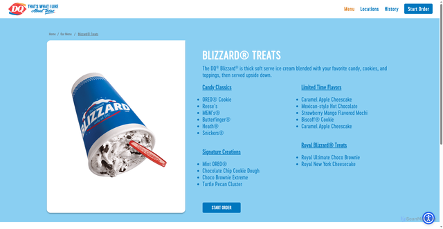 Security scan screenshot of https://dqtexas.com/food/dq-blizzard/