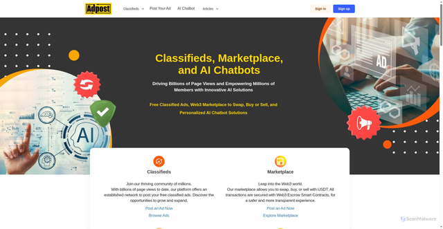 Security scan screenshot of https://www.adpost.com