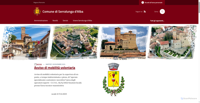 Security scan screenshot of https://www.comune.serralungadalba.cn.it/