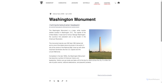 Security scan screenshot of https://www.wianetwork.com/editorial/w-for-washington-monument