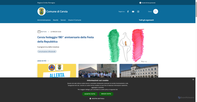 Security scan screenshot of https://www.comunecervia.it